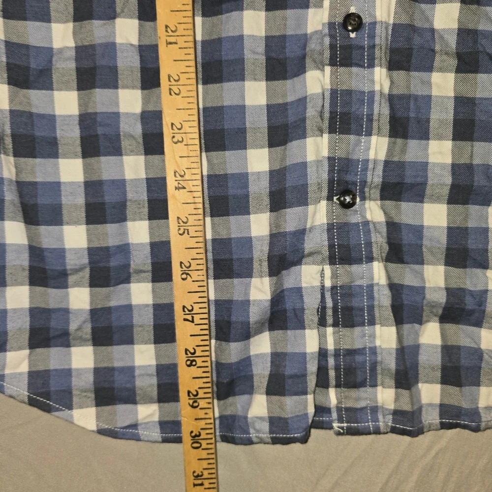 Banana Republic Luxe Flannel Shirt Large Men Blue Check Slim Fit Button Down